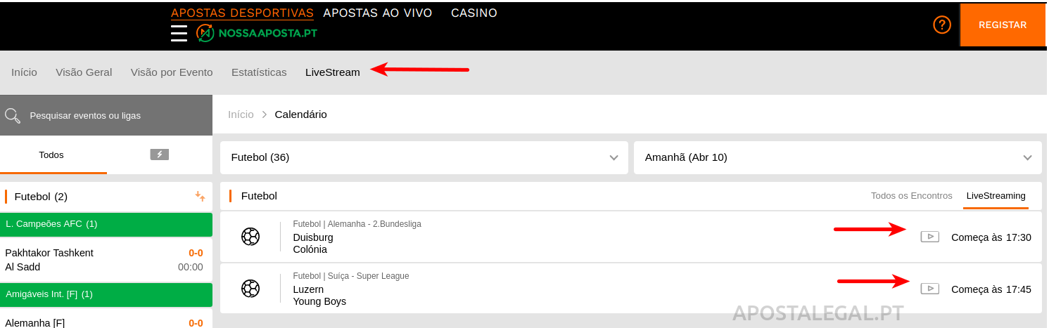 Jogos ao vivo Nossa Aposta