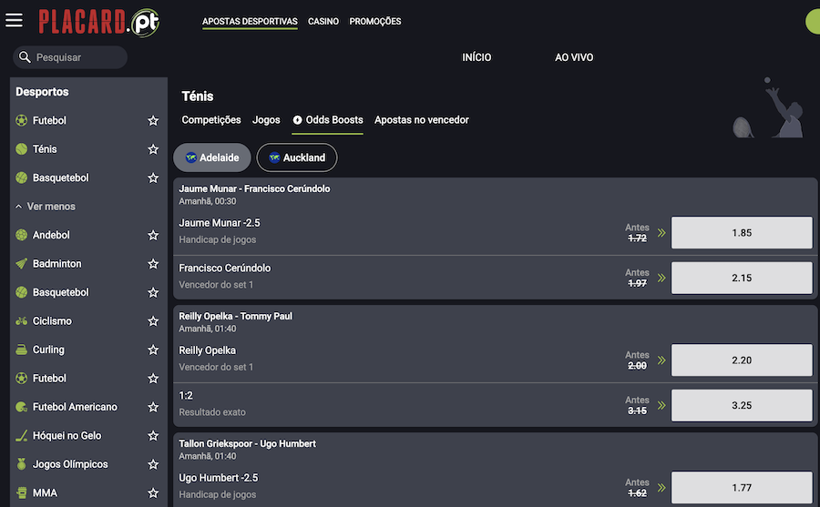 Odds Boost no Placard Online
