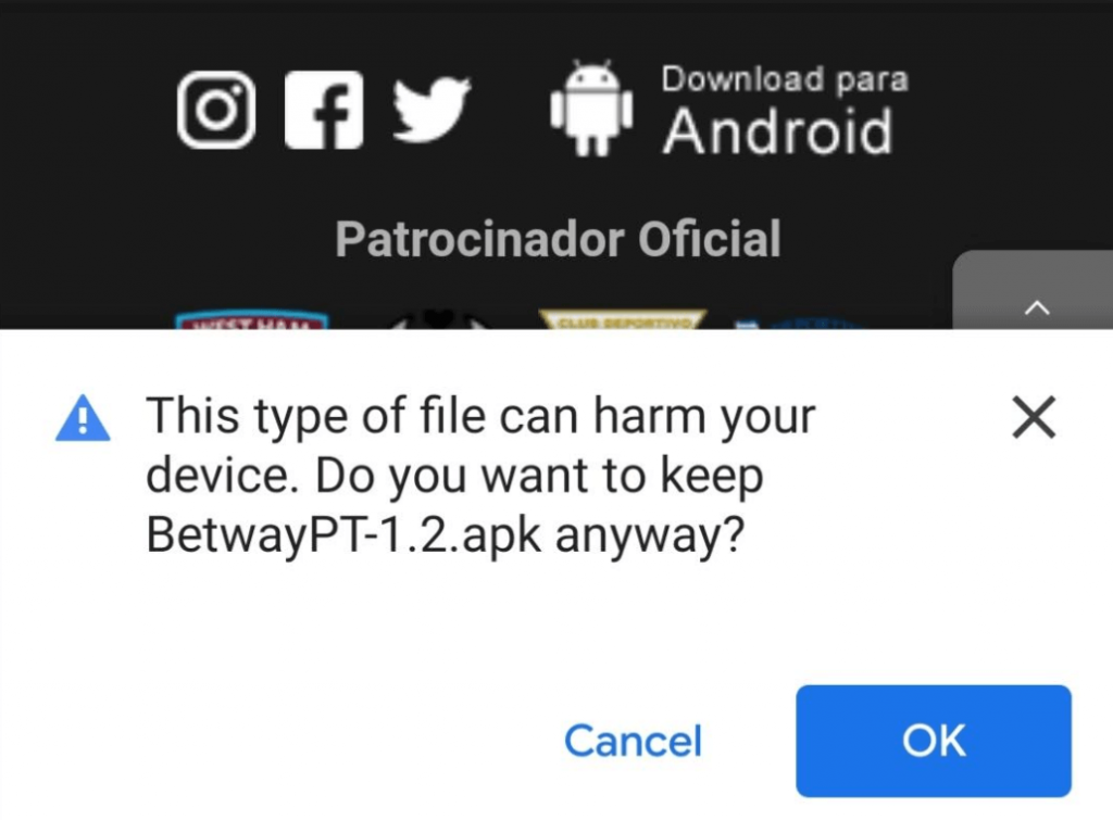 como fazer download app betway android