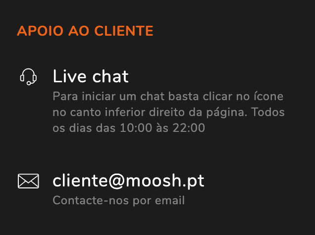 apoio ao cliente moosh