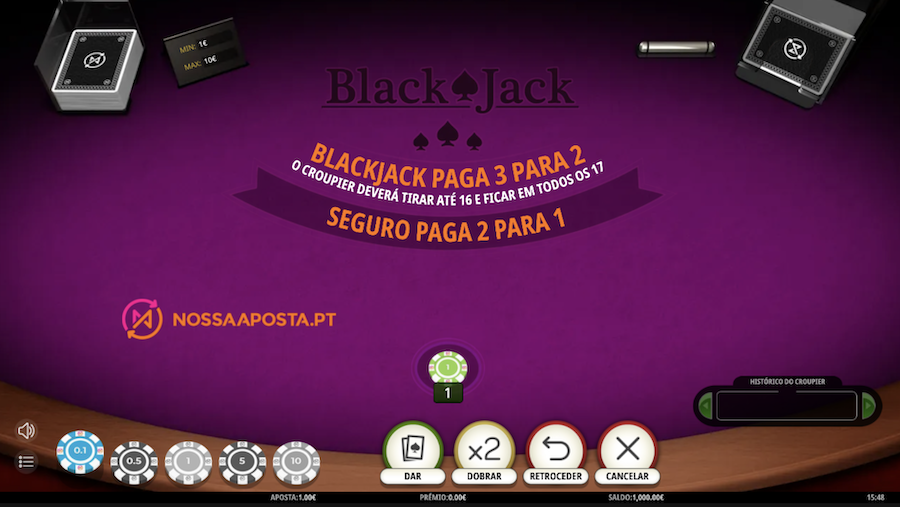 Blackjack no Casino Nossa Aposta