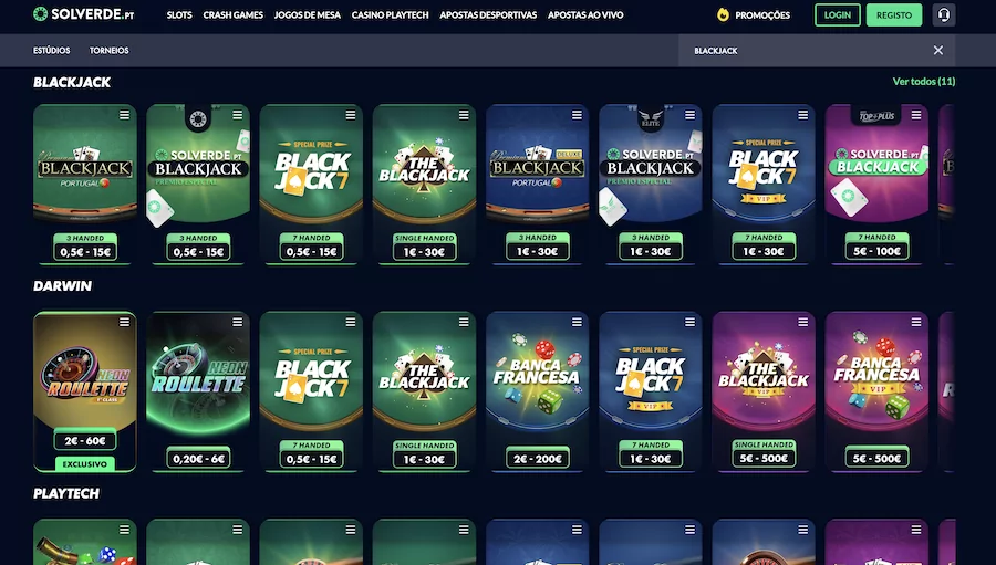 Blackjack no Casino Solverde