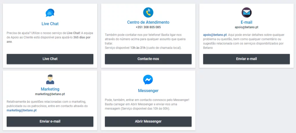 betano contactos de apoio ao cliente