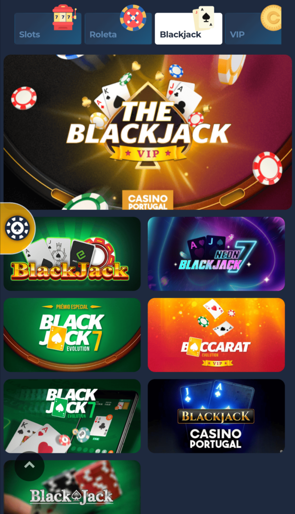 Secção de Blackjack na Casino Portugal