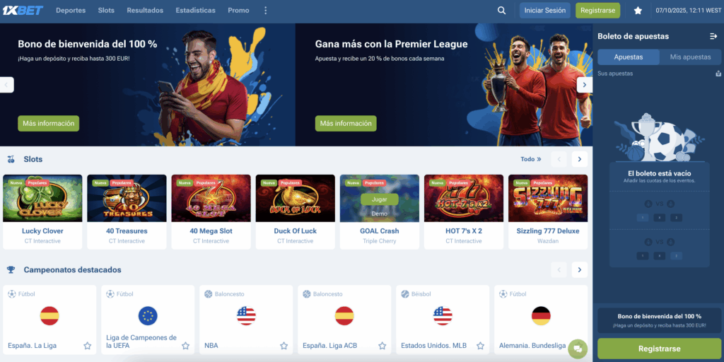 Site da 1xBet em Espanha