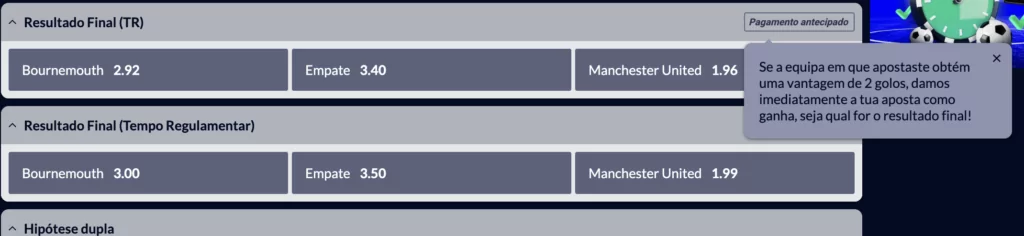 Detalhe dos Pagamentos Antecipados na Solverde