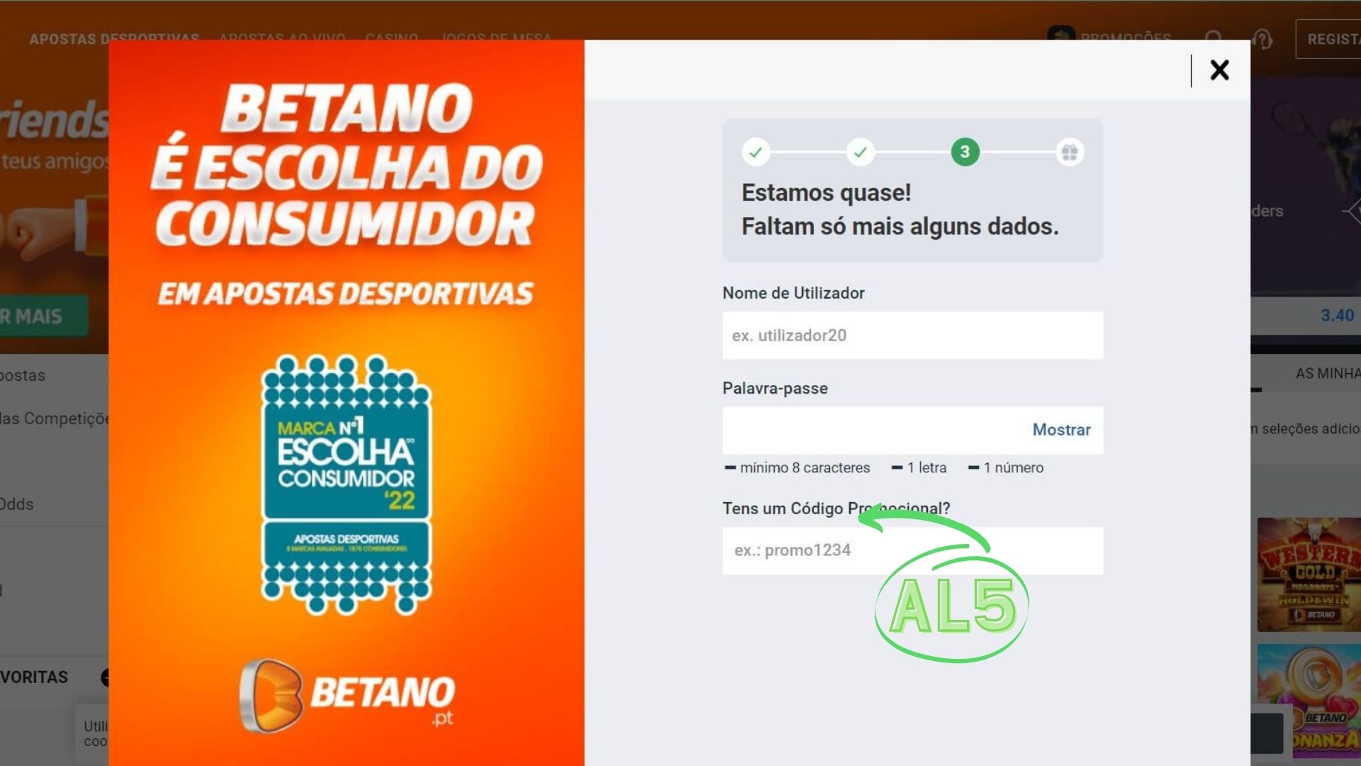 Código Promocional Betano  Aposta Grátis de 5€ Exclusiva!