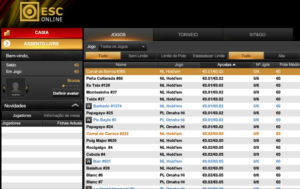 lista de jogos de poker na esc online