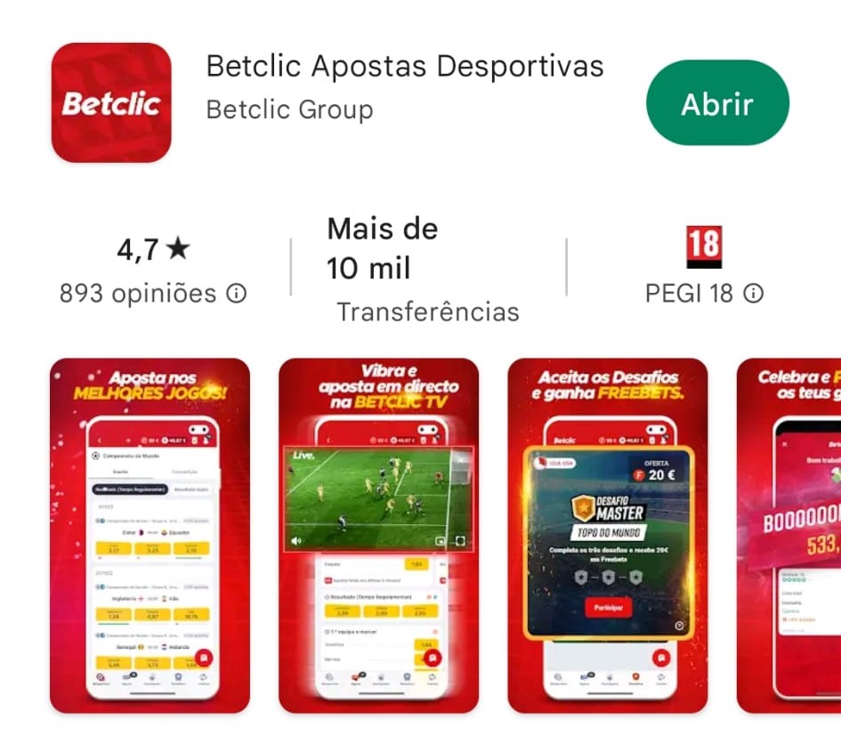 App de casino da Betclic na Google Play Store