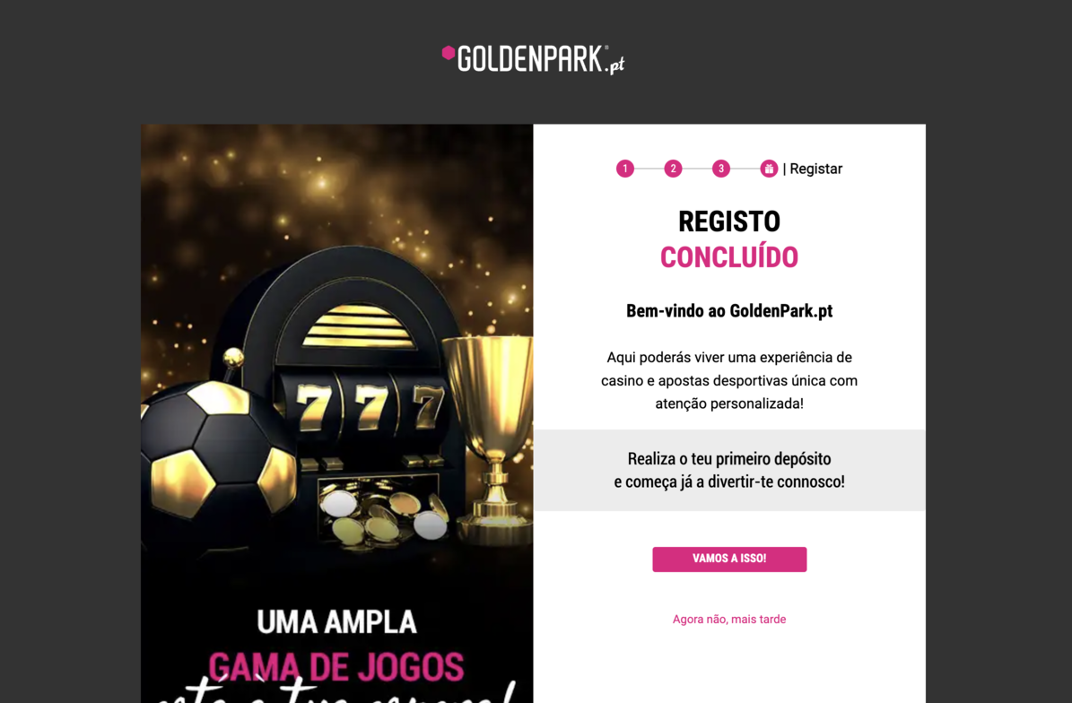 GoldenPark: Bónus de casino até 200 FS ou 50€ em apostas grátis