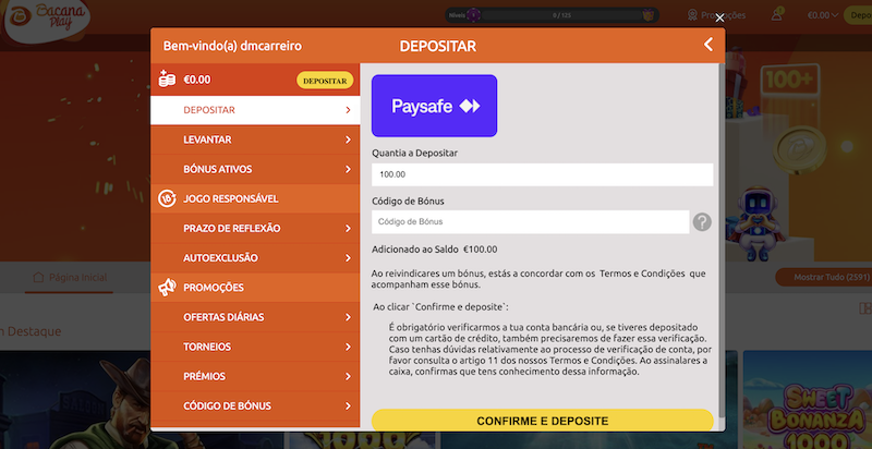 Paysafecard BacanaPlay
