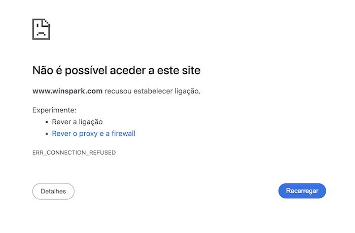 Acesso ao Winspark bloqueado