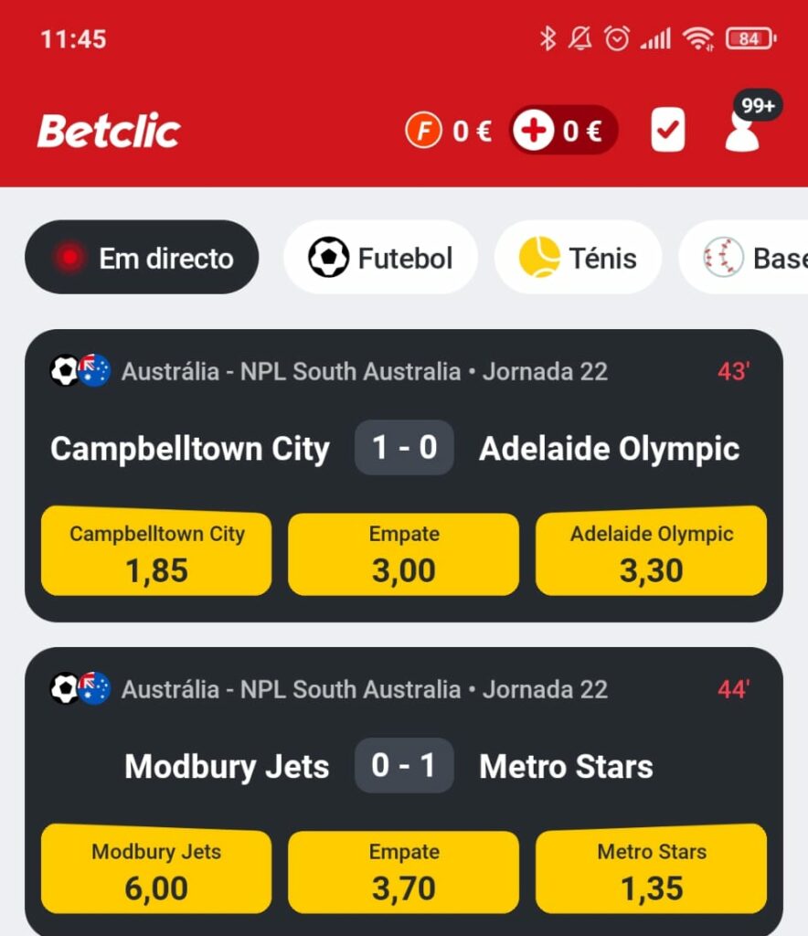 Apostas ao Vivo na App da Betclic