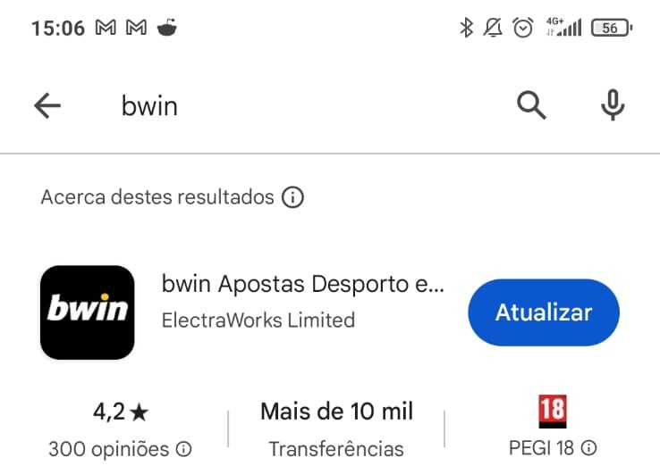 App da Bwin na Play Store