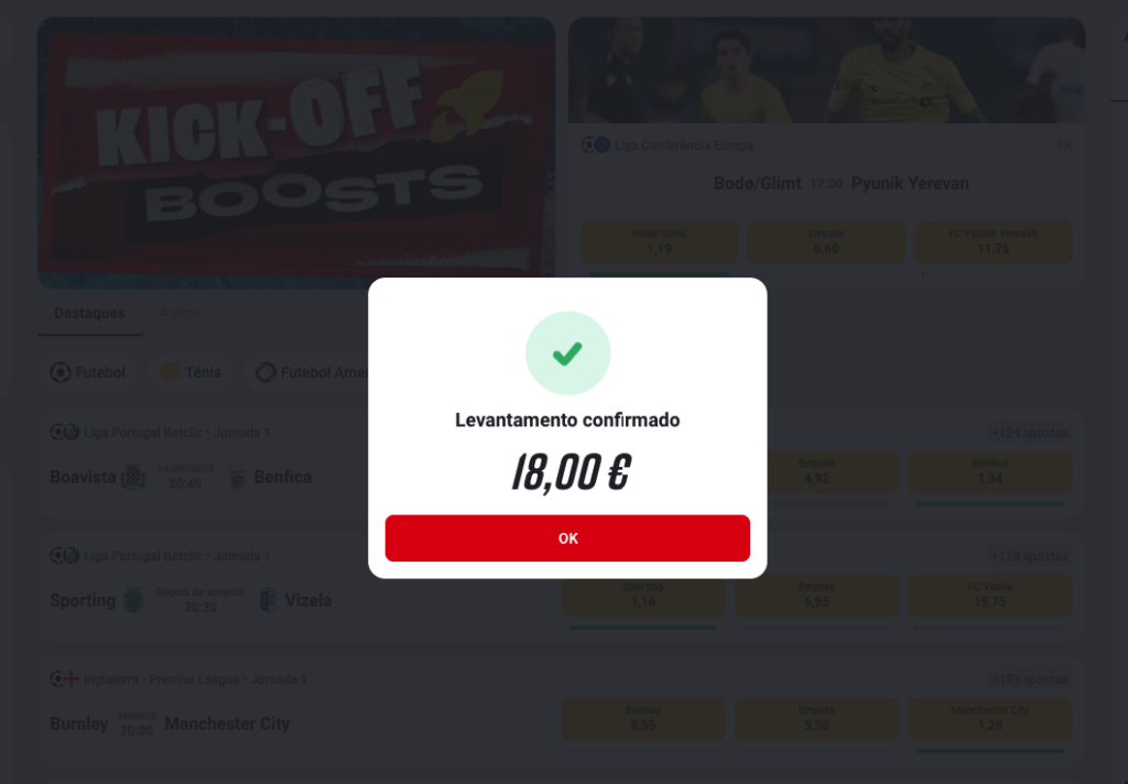 Levantamentos Imediatos da Betclic