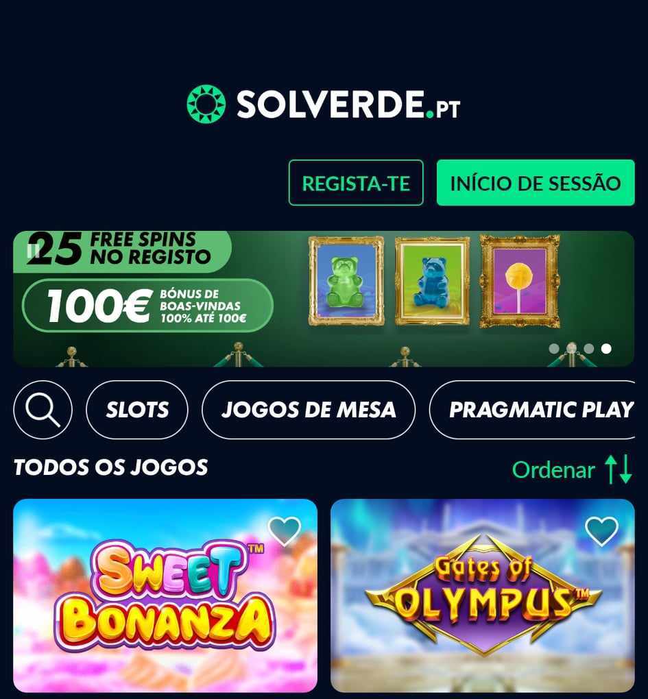 ecrã inicial da app de casino da solverde