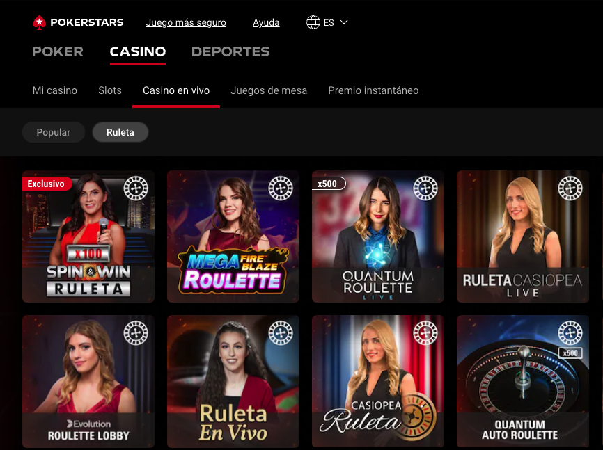 roleta ao vivo no site poker stars, em espanha