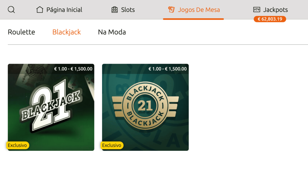 Jogos de Blackjack na BacanaPlay