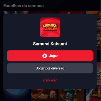 Opções de jogo da slot Samurai Katsumi