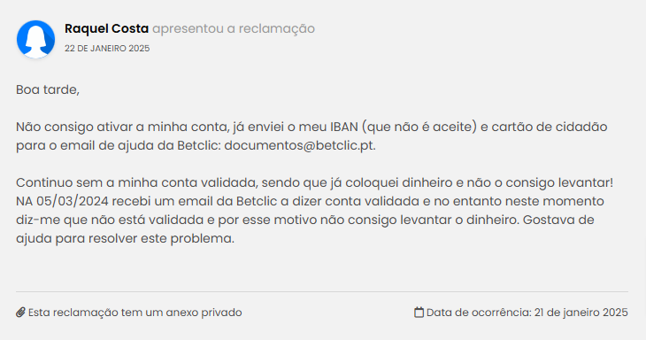 Relato de levantamento de conta e atrasos na Betclic