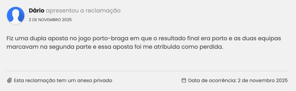 Reclamações de Apostas