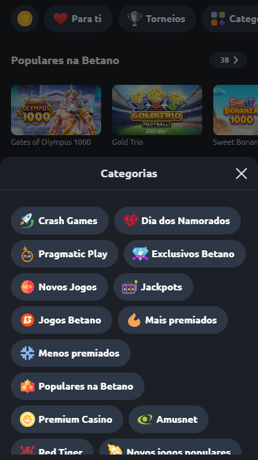 Especialmente para slots, o casino Betano tem boas sugestões de categorias. 