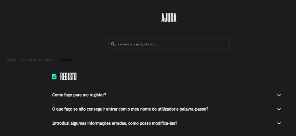 Secção de ajuda na VERSUSbet