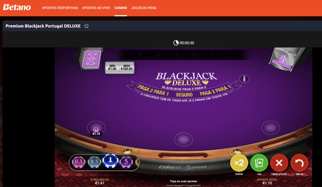 Blackjack na Betano