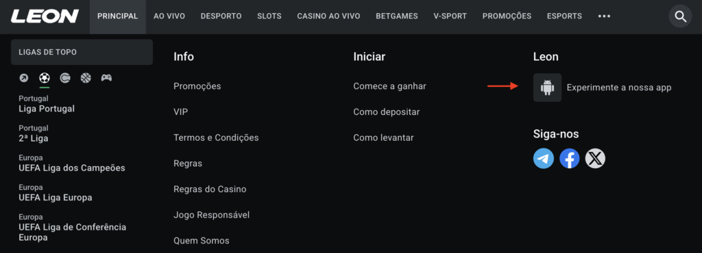 Descarregar a app Leon Bet