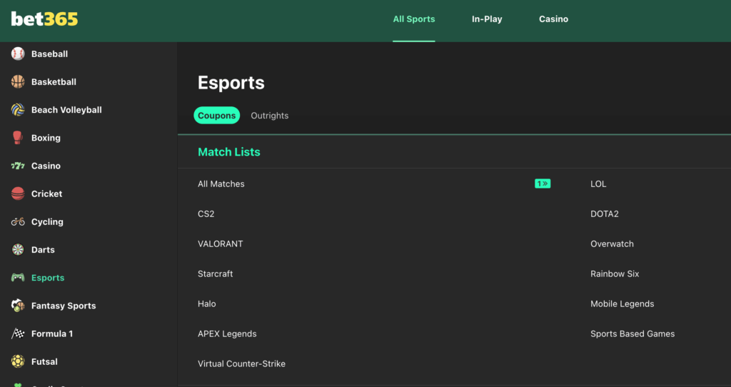 eSports na Bet365