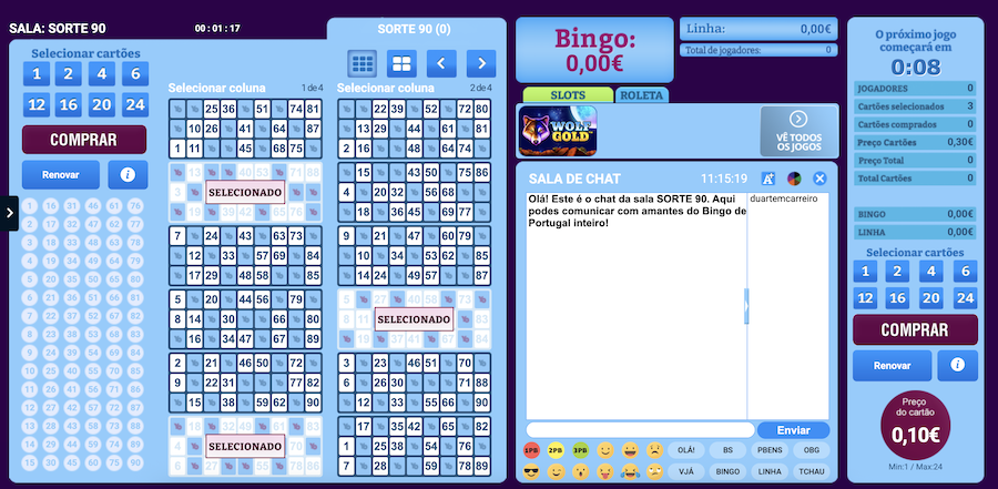 Comprar cartões de Bingo
