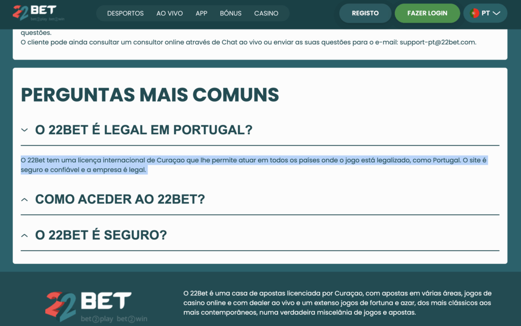 Esquemas de fraude 22Bet