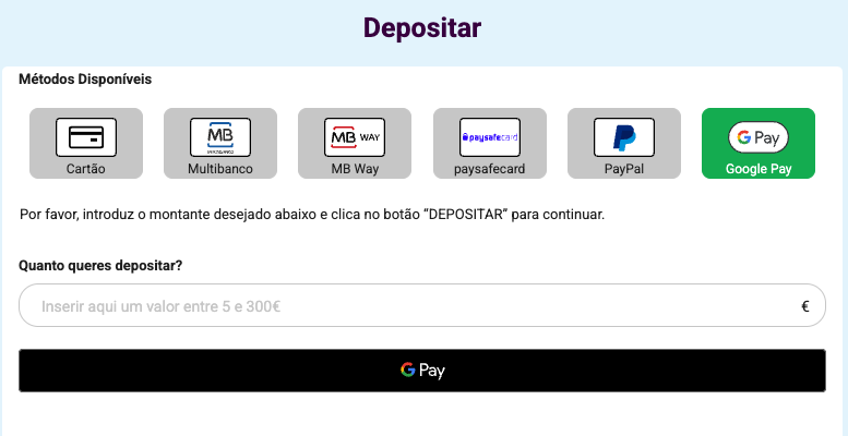 Métodos de pagamento YoBingo