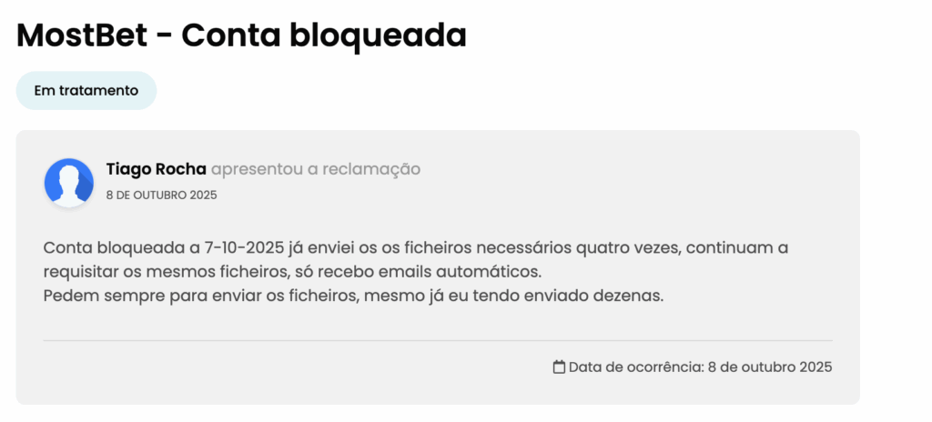 Queixas MostBet