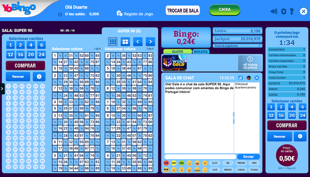 Sala de Bingo no YoBingo Portugal