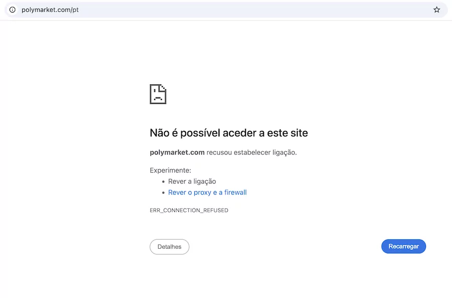 Acesso Polymarket em Portugal Bloqueado