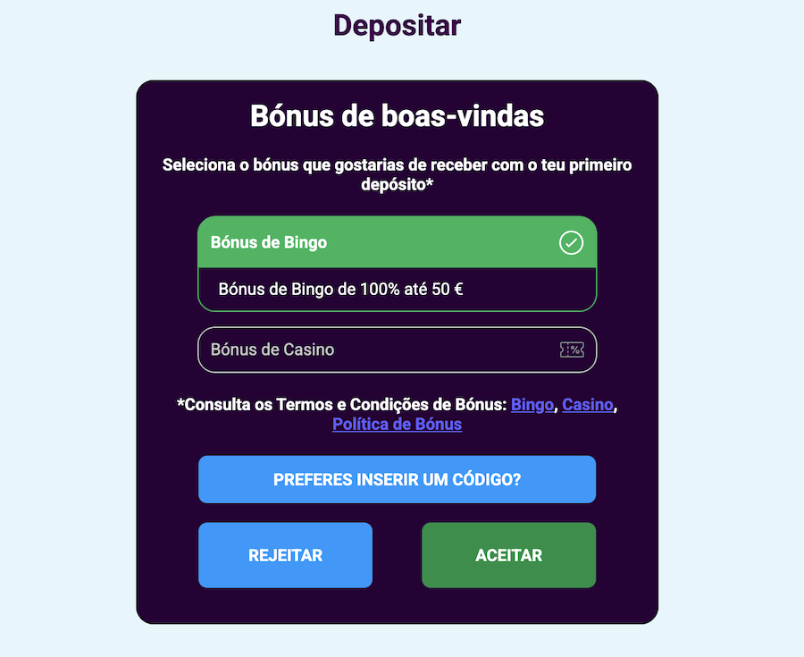 Bónus de depósito YoBingo
