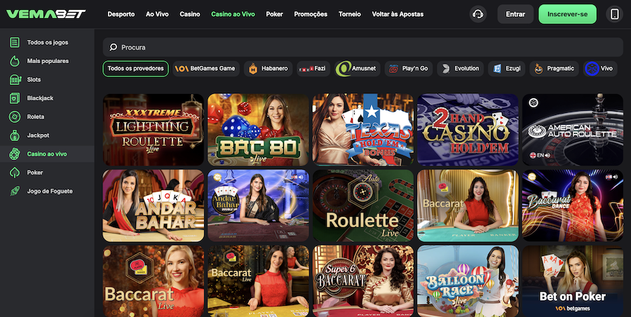 Casino Ao Vivo na Vemabet