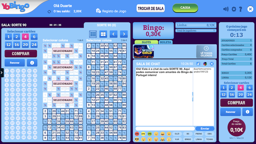 Comprar cartões de Bingo