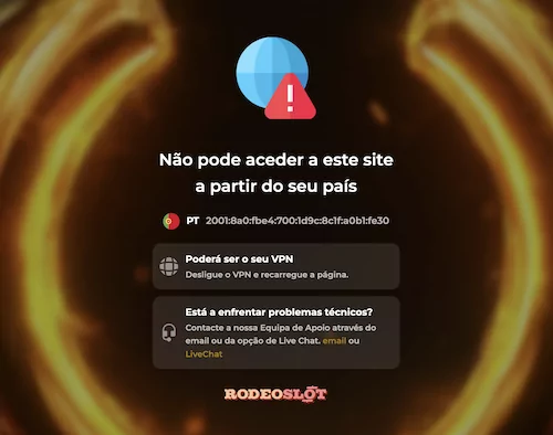 Site do RodeoSlot Bloqueado em Portugal