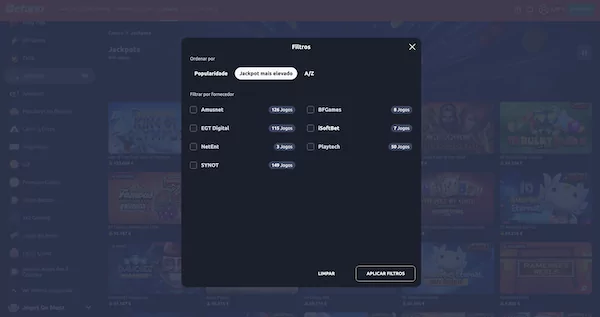 Ordenar as slots pelo jackpot mais elevado