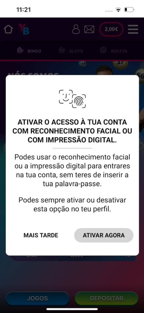 autenticacao app yobingo