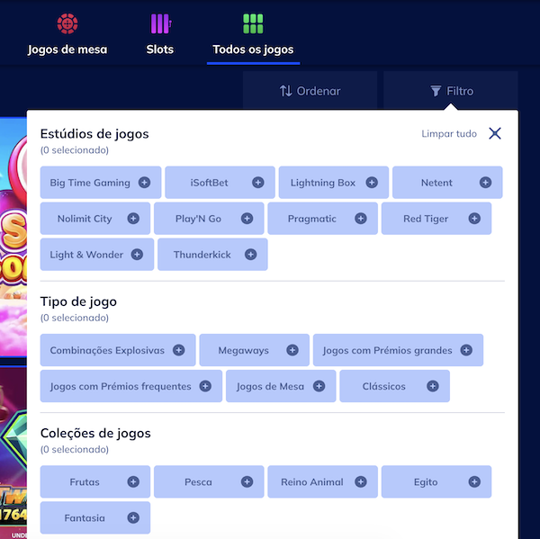 Filtros casino Vincino