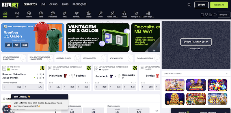 Site da Retabet em Portugal